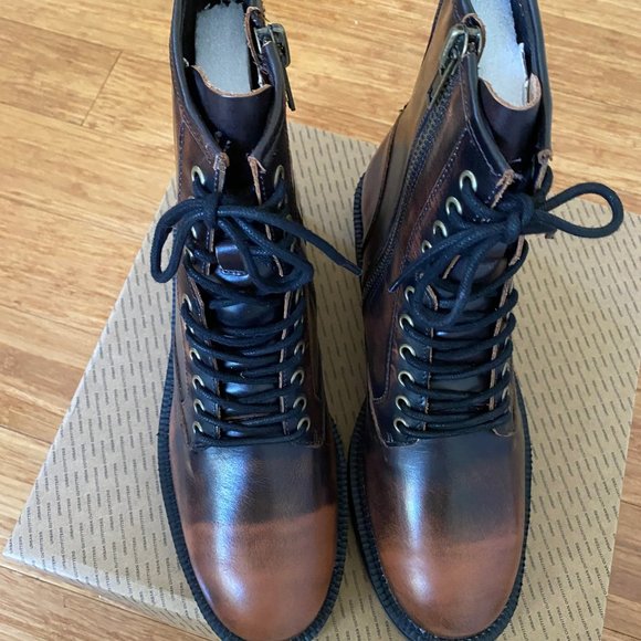 NWT Urban Outfitters Leather Brown Combat Boots Size Men's 9/EU 42 - Picture 3 of 11